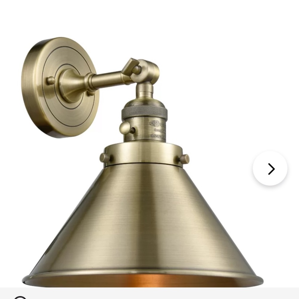 Dimmable Armed Sconce in Antique Brass set of 3